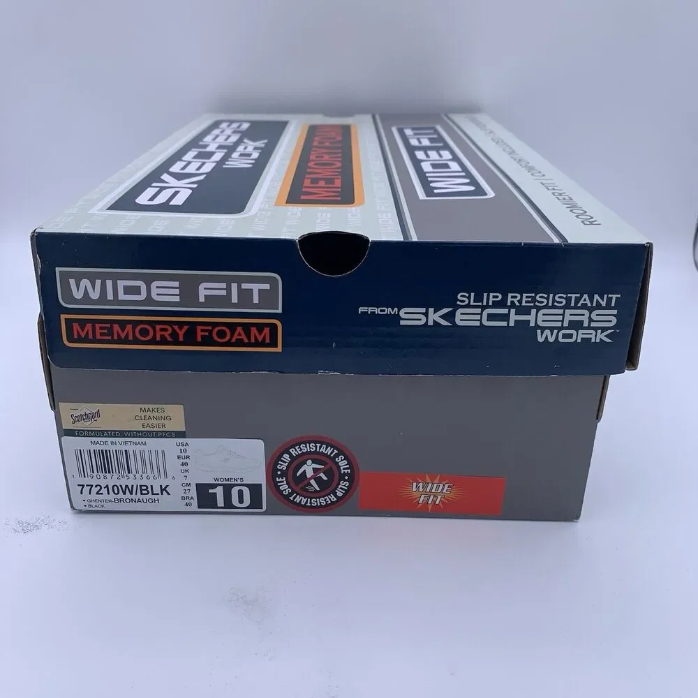 Sketchers Work Slip Resistant Shoes Wide Fit Memory Foam Black Women's Size 10